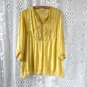 Embroidered Silk Blouse Boho Top